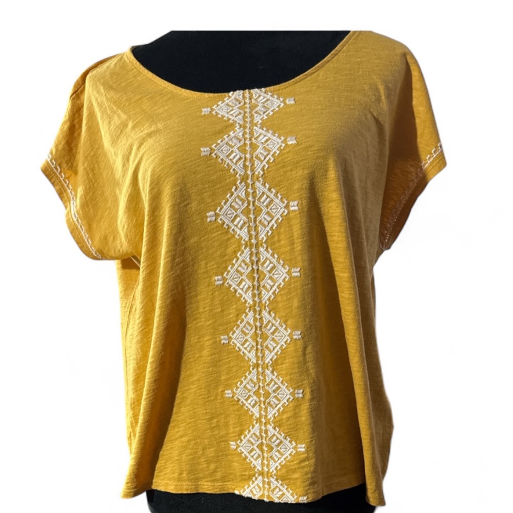 Garnet Hill Embroidered Mustard Top- Size Medium